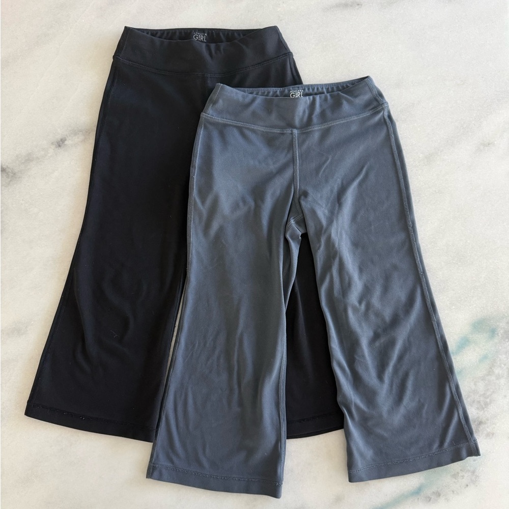 Athleta Girls Chit Chat Kick Flare Capri Wide Leg pants, XS/6, gray & black